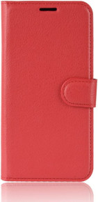 Луксозен кожен калъф тефтер стойка и клипс FLEXI за Motorola Moto E20 червен 